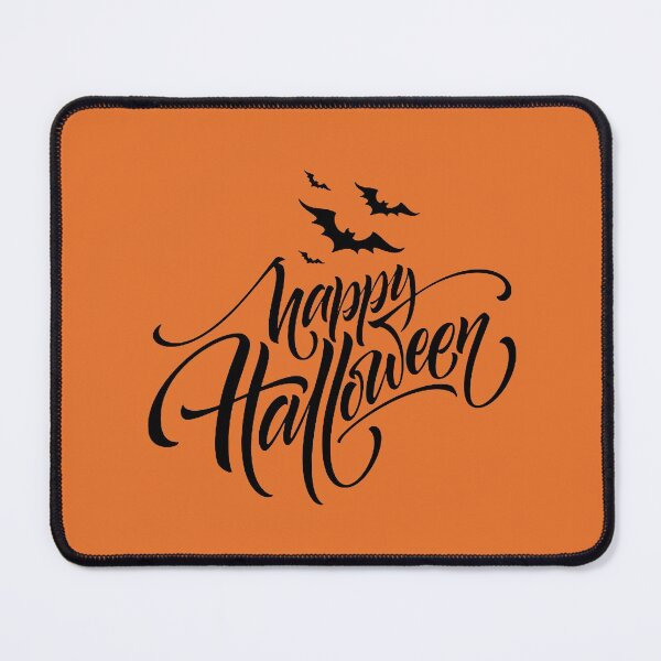 Item preview, Happy Halloween Script Style Hand Writing Text with Bats Black designed and sold by WearWolfDesigns.