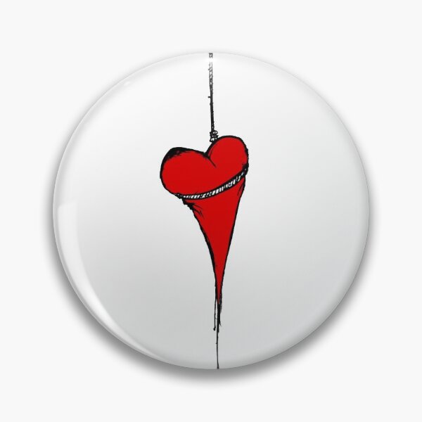 BROKEN HEART pinback button love hate punk emo badge 