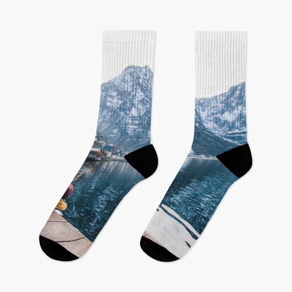 Item preview, girl sitting in front of a blue lake and mountain view designed and sold by DOKU_TEAM SHIRT.