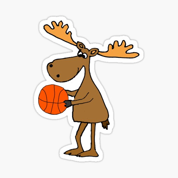 Item preview, Funny Moose Playing Basketball Cartoon designed and sold by Nature's Fancy.