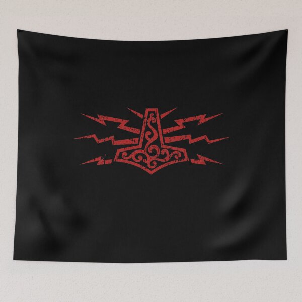 Item preview, Viking Thors Hammer Norse Pagan Mjolnir Lightning Red Distressed designed and sold by BluePagan.