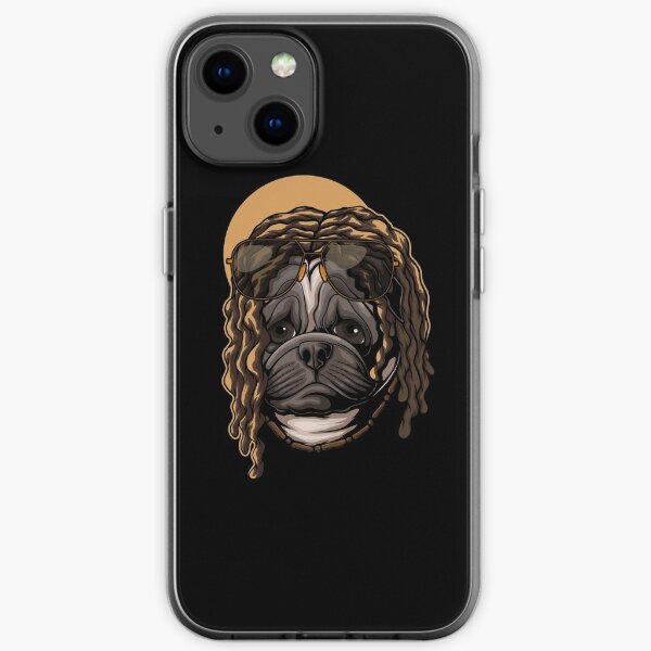 Pug with Dreadlocks-funny gif tfor Pug lovers iPhone Soft Case