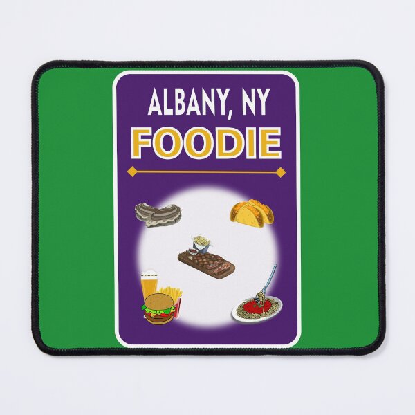 Item preview, Albany, New York - Foodie - Purple, Gold Background designed and sold by ThisNThatImages.