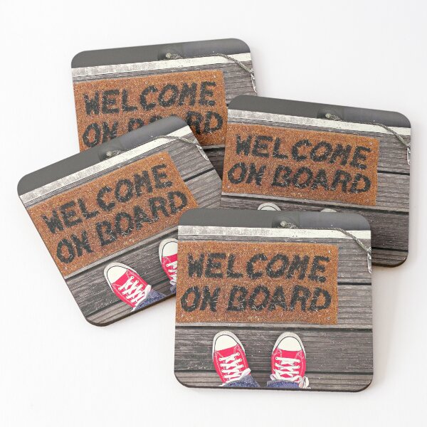 Item preview, Person standing in front of "Welcome on Board" rug designed and sold by FindYouByZ.