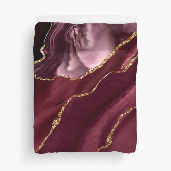 Burgundy and Gold Abstract  Duvet Cover