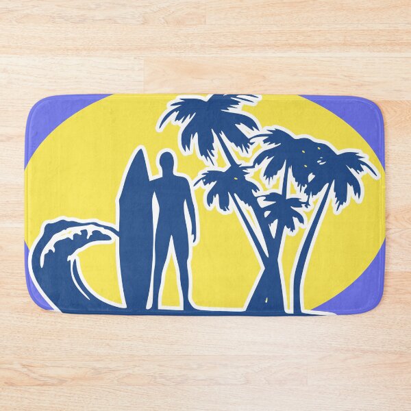 Item preview, Surfs Up! - Blue Surfer Silhouette on Yellow Oblong BG designed and sold by ThisNThatImages.