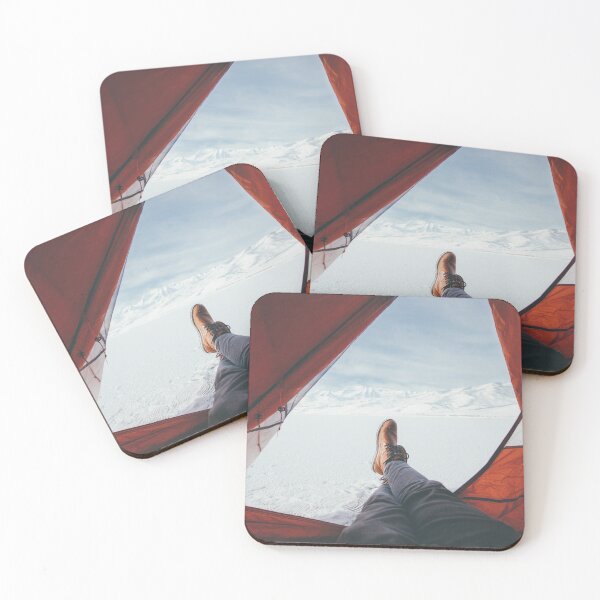 Item preview, A person in a tent with their feet out the opening camping on a snow covered mountain in Deer Creek designed and sold by FindYouByZ.