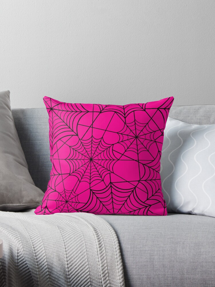 halloween hot pink spider web Pillow for Sale by gossiprag Redbubble