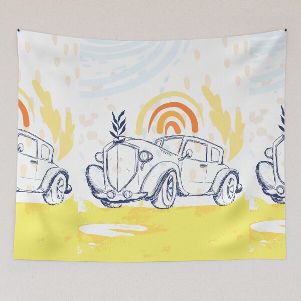 Item preview, old car poster - vintage & abstract - Design Suatible for kids giftcard, duvet, covers, comforters, prints canvas and blankets duvet designed and sold by SpiralStairShop.