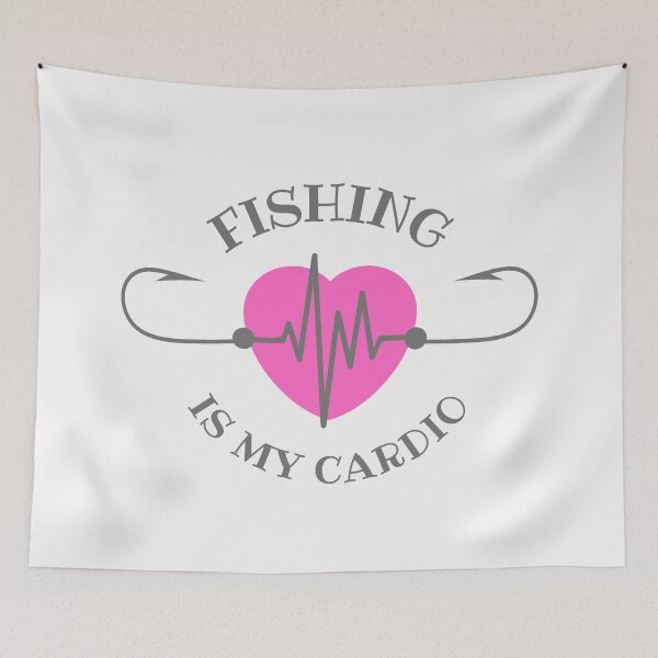 Item preview, Fishing is my cardio, fishing hook heartbeat design designed and sold by Auntieck.