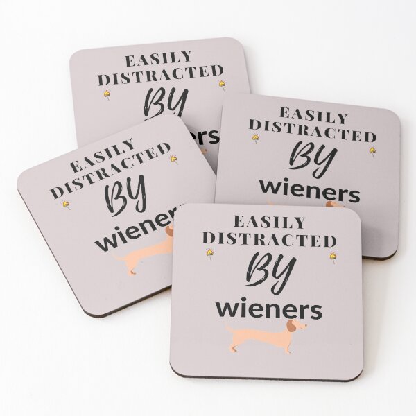 Item preview, Easily Distracted By Wieners Funny Dachshund designed and sold by smart Mahdi.