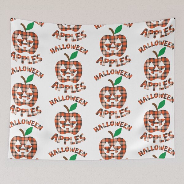 Item preview, Halloween Apples Scary Face | Checkered Plaid Pattern Apple designed and sold by GravitiTees.