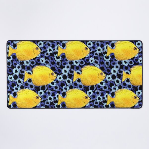 Item preview, Tropical Yellow Fish Indigo Coral Reef Pattern designed and sold by Michelebuttons.