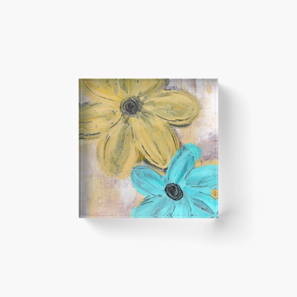 Artikelvorschau, Gelbe und blaue Blumenkunst entworfen und verkauft von KATHLEEN TENNANT ART.