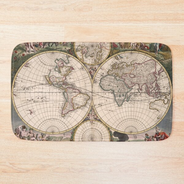 Item preview, Vintage Map of the World in 1682 designed and sold by ganje.