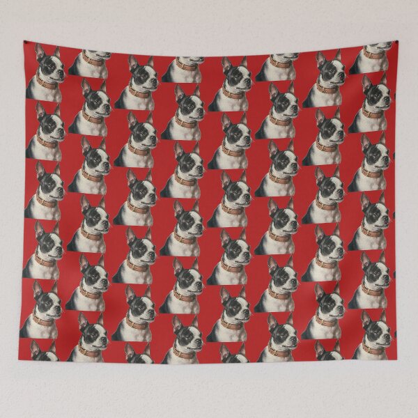 Item preview, Cute Vintage Boston Terrier Dog with Collar designed and sold by RedThorThreads.
