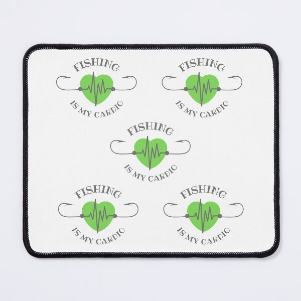 Item preview, Fishing is my cardio, fishing hook heartbeat pattern design designed and sold by Auntieck.