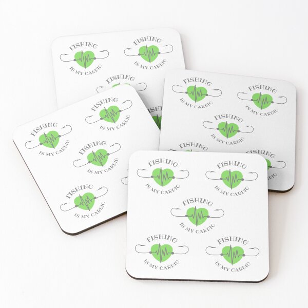 Item preview, Fishing is my cardio, fishing hook heartbeat pattern design designed and sold by Auntieck.