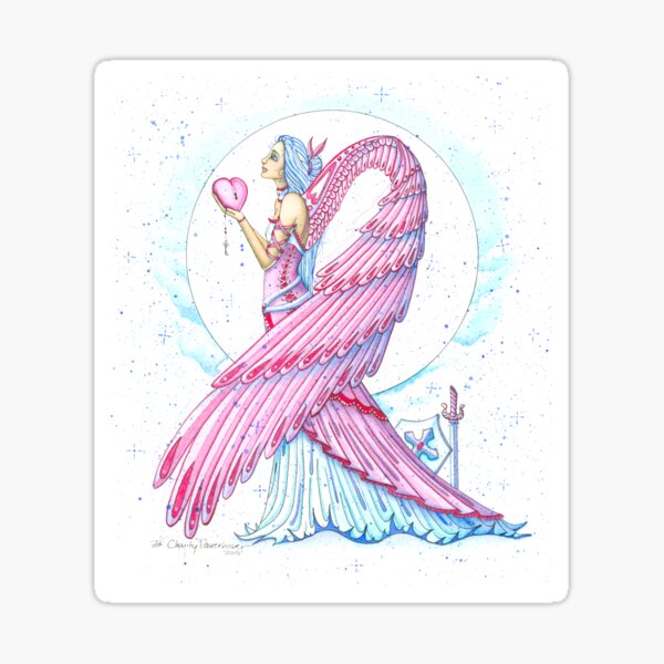 Breast Cancer Angel Fighting for the Cure, Pink Warrior Sticker