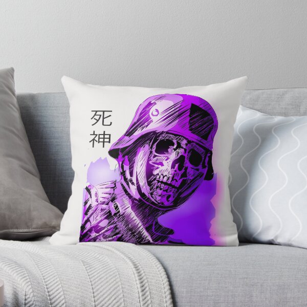 halloween scary skeleton soldier gift mask Throw Pillow