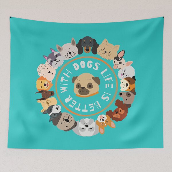 Item preview, Life Is Better With Dogs Circle Wreath Typography designed and sold by BeeZBeez.