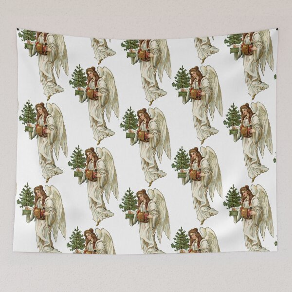 Item preview, Vintage Christmas Angel holding tree and toys designed and sold by RedThorThreads.