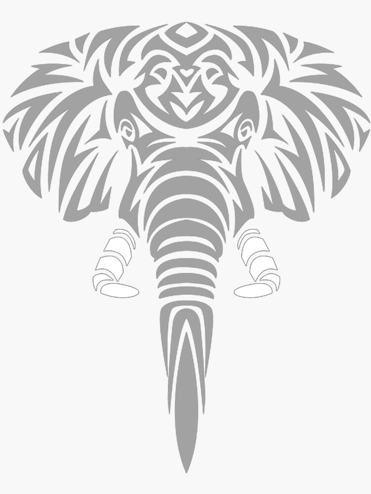 "Frontal Elephant Tribal" Sticker by HinsonSylvin Redbubble
