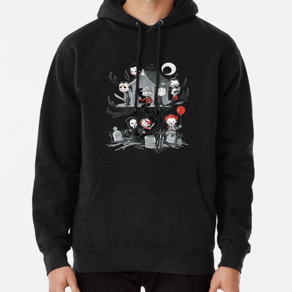 horror movie hoodie black and white