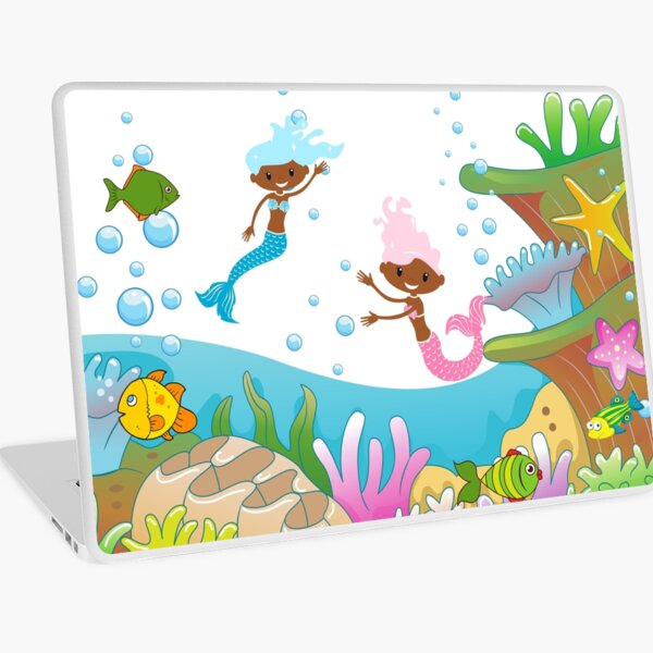 Black Mermaids for Girls Laptop Skin