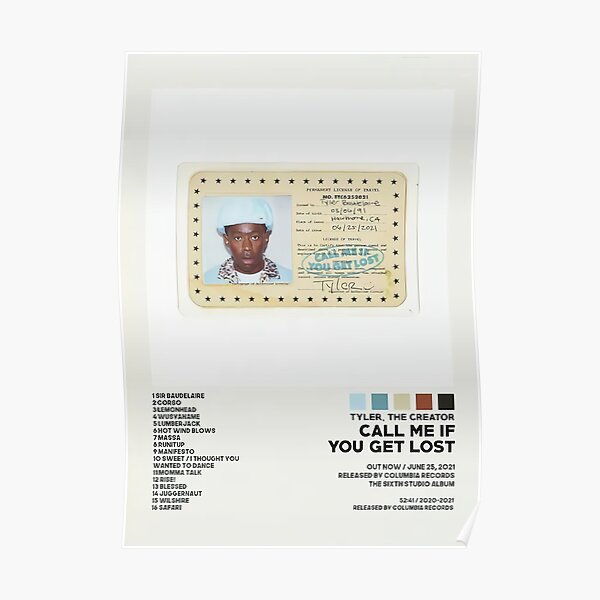 Tyler - Affiche de l'album "Appelez-moi si vous vous perdez" Poster