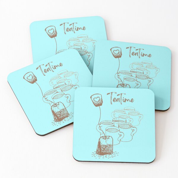 Item preview, Tea Time Tea Bag With Mugs In Line designed and sold by BeeZBeez.