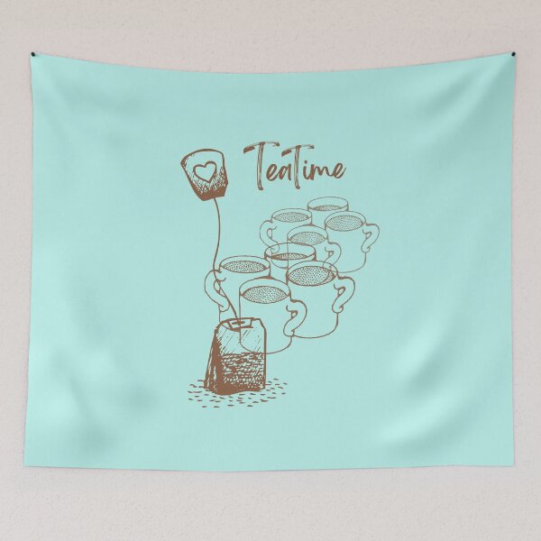 Item preview, Tea Time Tea Bag With Mugs In Line designed and sold by BeeZBeez.