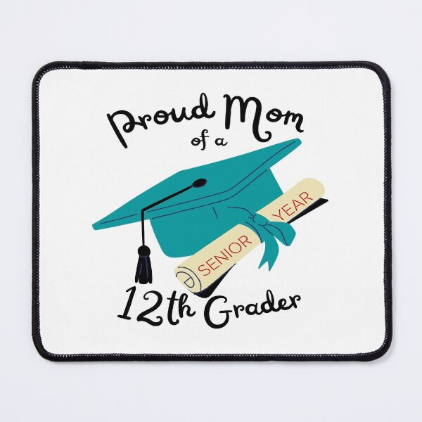 Item preview, proud mom of a 12th grader, graduation cap and diploma graphic designed and sold by Jessi-Sketches.