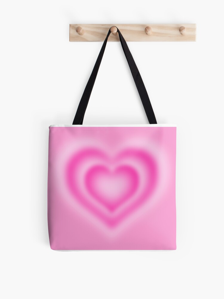 Graffiti spray paint pink sparkling heart design tote bag