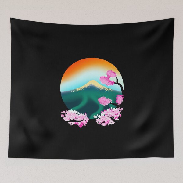 Artikelvorschau, Morgen Mt Fuji mit Sakura Blätter Vulkan entworfen und verkauft von TropicalHut.