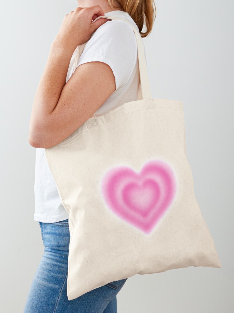 Graffiti spray paint pink sparkling heart design tote bag