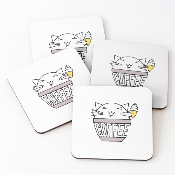 Item preview, Cat in coffee cup with warped text holding ice cream designed and sold by CoffeewithKitty.