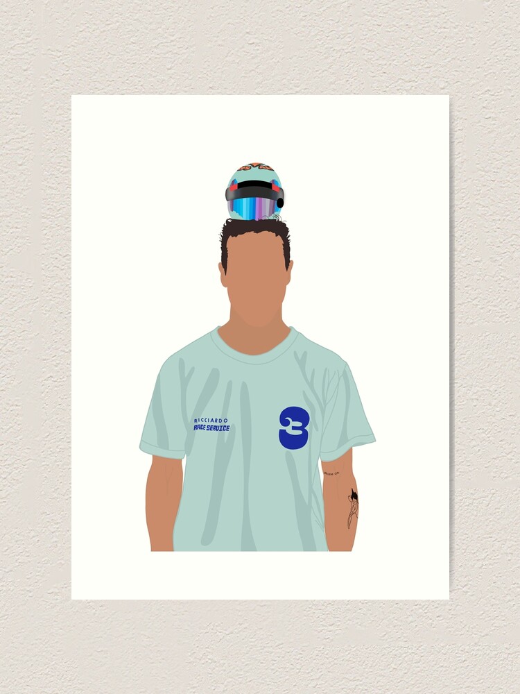 "Daniel Ricciardo with mini Helmet" Art Print for Sale by noellesmith22 Redbubble
