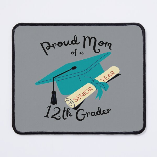 Item preview, proud mom of a twelfth grader, diploma and graduation cap graphic designed and sold by Jessi-Sketches.