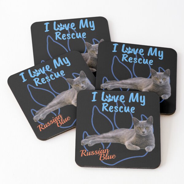 Item preview, I Love My Rescue Russian Blue Cool Adopted Cat designed and sold by HappyCatsStore.