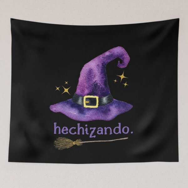 Item preview, Hechizando. Noche de Brujas Halloween, Sombrero y Escoba de Bruja - Casting Spells  designed and sold by InkItStudio.
