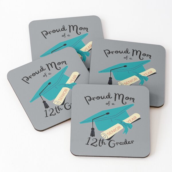 Item preview, proud mom of a twelfth grader, diploma and graduation cap graphic designed and sold by Jessi-Sketches.