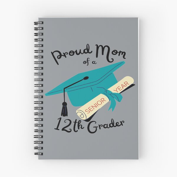 Item preview, proud mom of a twelfth grader, diploma and graduation cap graphic designed and sold by Jessi-Sketches.