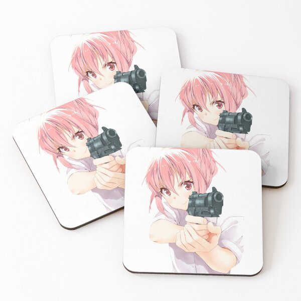 Item preview, anime girl with pink hair holding a gun designed and sold by Jercole.