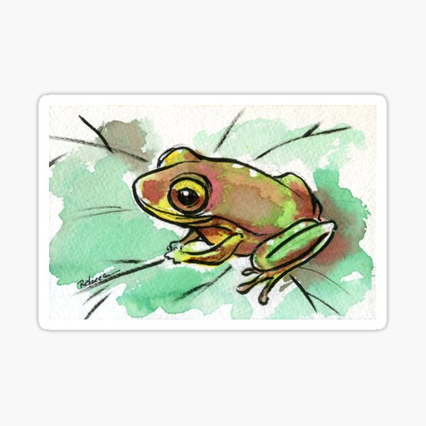 Vista previa del artículo con la obra «Grenouille - Acuarela de rana original», diseñado y vendido por Rebecca Rees.