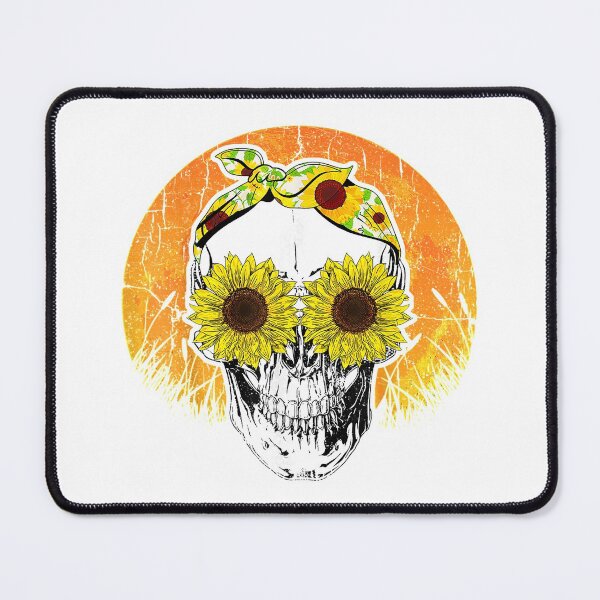 Item preview, Sunflower Eyes Skull With Orange Sun Background designed and sold by Trinket-Trickster.