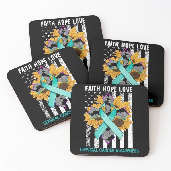 Item preview, Sunflower Faith Hope Love Cross and Flag Cervical Cancer Awareness designed and sold by largellie.