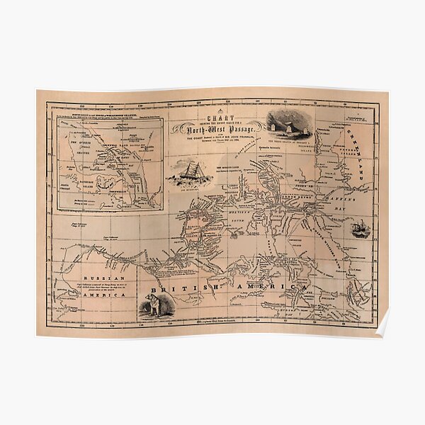 Map of the Northwest Passage 1856 Poster