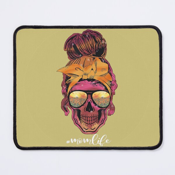 Item preview, #momlife Sunflower Glasses Mom Skull - Gold Background designed and sold by Trinket-Trickster.