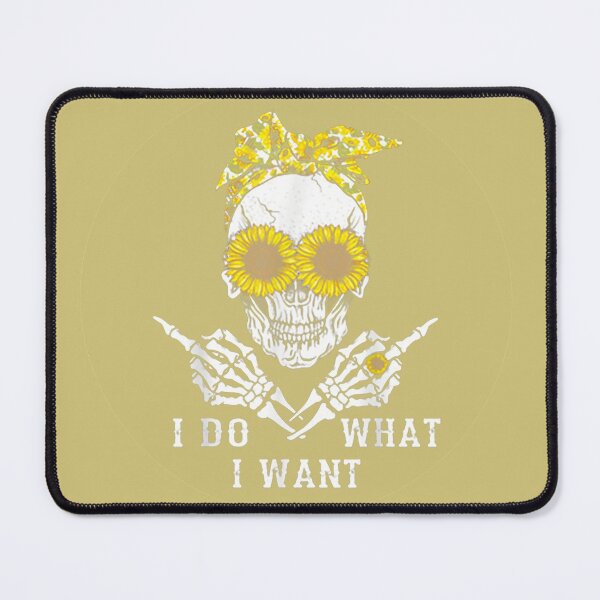 Item preview, I Do What I Want - Sunflower Eyes Mom Skull With Sunflower Head Scarf - Gold Background designed and sold by Trinket-Trickster.